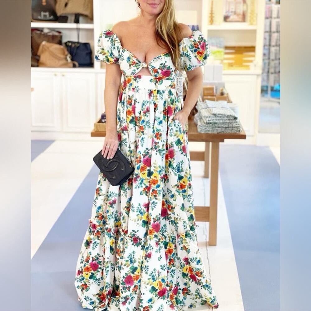 Cara Cara Payton Off-Shoulder Cutout Poplin Maxi Dress